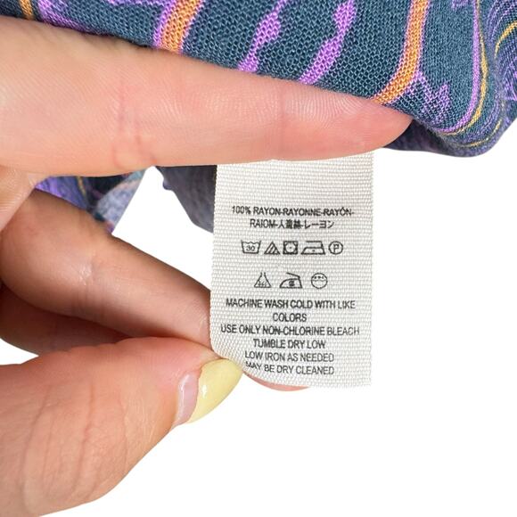 Free People Walking On A Dream Blue Purple Floral Diamond Oversized Tunic Top - Picture 13 of 13